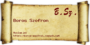 Boros Szofron névjegykártya